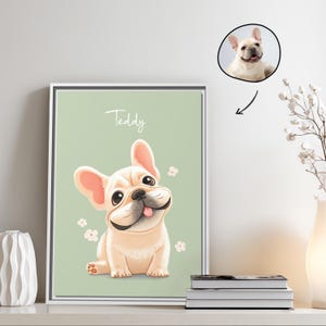 Retrato de perro lindo personalizado estilo de dibujos animados a partir de una foto, regalo personalizado para mascota, obra de arte de cachorro para amantes de los perros, idea de regalo de cumpleaños.