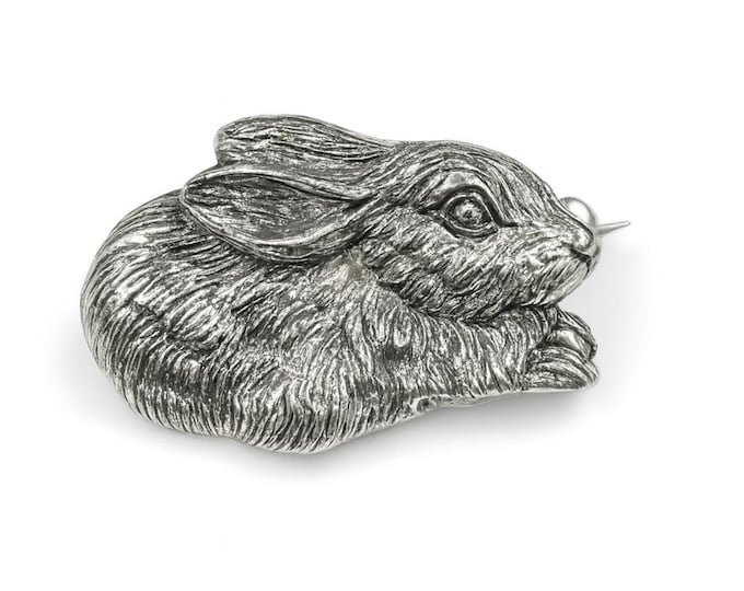 Antique Style Rabbit Brooch 925 Sterling Silver