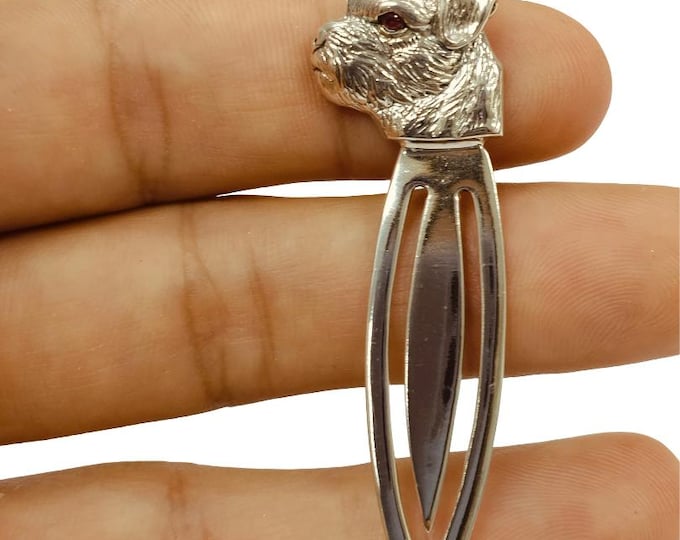Antique Style Dog Ruby Eye Bookmark 925 Sterling Silver Book Lover Gift Graduation Gift Animal Lover Gift