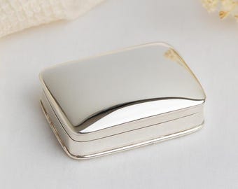 925 Sterling Silver Rectangle Pill Box, Vintage Keepsake