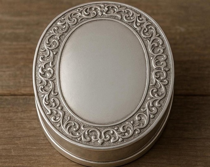 925 Sterling Silver Oval Pill Box Vintage Style Novelty Trinket Box, Collectible Miniature Keepsake Gift for Him or Her