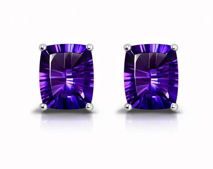 Small Amethyst 925 Sterling Silver Stud Earrings