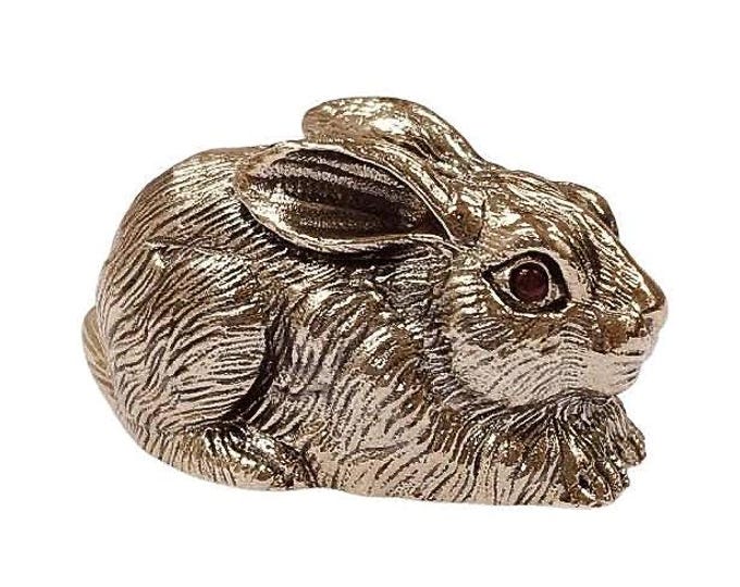 Antique Inspired Collectable Rabbit Ruby Eye Figurine 925 Sterling Silver