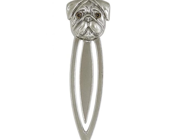 Antique Style Bulldog Bookmark Glass Eye 925 Sterling Silver Book Lover Gift Graduation Gift Dog Lover Gift