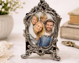 Sterling Silver Mini Photo Frame, Antique Finish, Family Keepsake