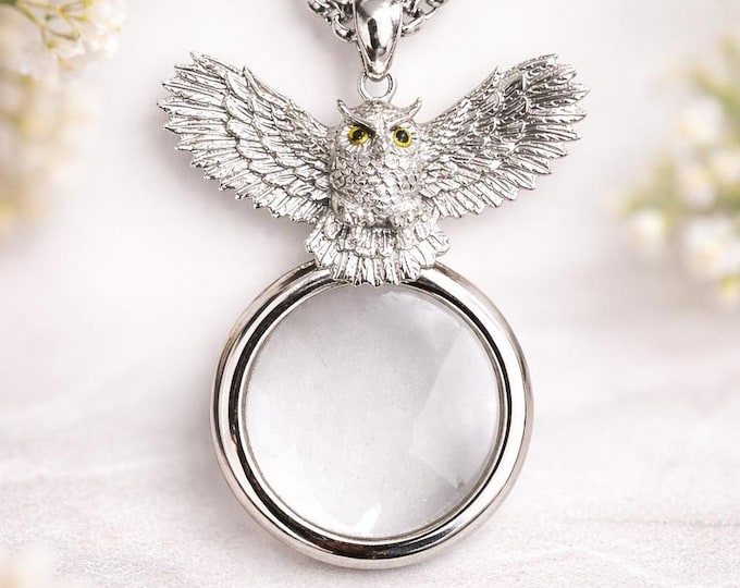 Antique Inspired Collectable Owl Magnifying Glass 925 Sterling Silver