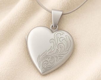 925 Sterling Silver Heart Locket Pendant Keepsake Necklace Gift for Her