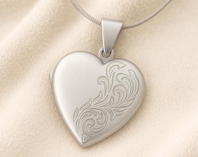 925 Sterling Silver Heart Locket Pendant Keepsake Necklace Gift for Her