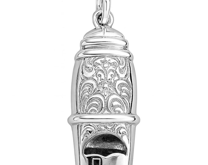 Sterling Silver Ornate Whistle Pendant Necklace, Vintage Style