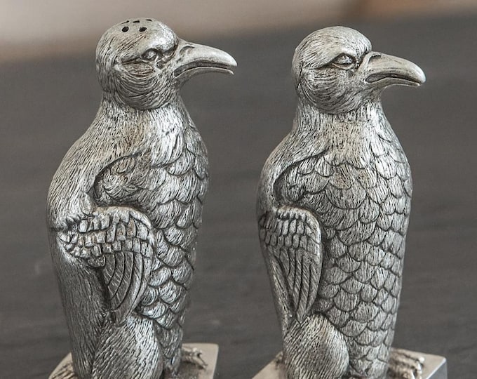 Antique Style Penguin Salt and Pepper Shakers 925 Sterling Silver Plate