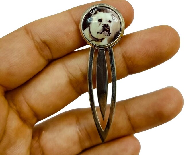 Antique Style Enamel Bulldog Bookmark 925 Sterling Silver Book Lover Gift Graduation Gift Dog Lover Gift