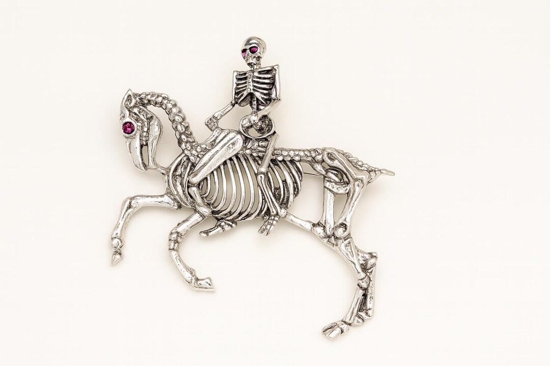 Skeleton Horse Pendant Ruby Eyes 925 Sterling Silver Hallmarked - Etsy