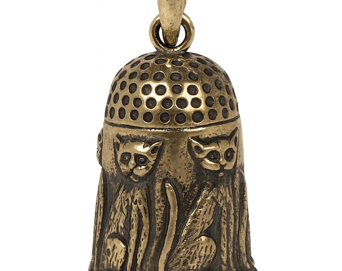 925 Sterling Silver Cat Thimble Pendant Antique Style Collectible Sewing Thimble with Detailed Feline Vintage Inspired Sewing Accessory