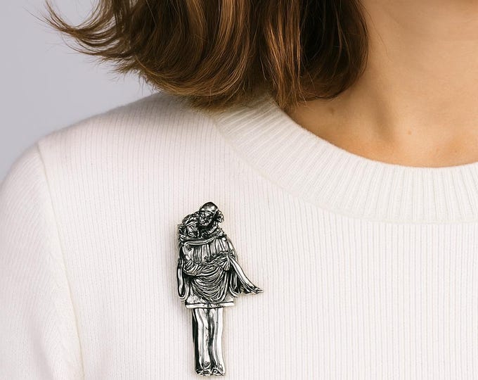 Antique Style Lady Brooch 925 Sterling Silver