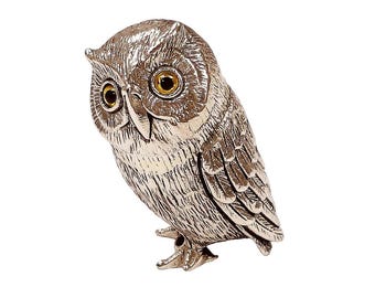 Antique Inspired Collectable Owl Figurine 925 Sterling Silver