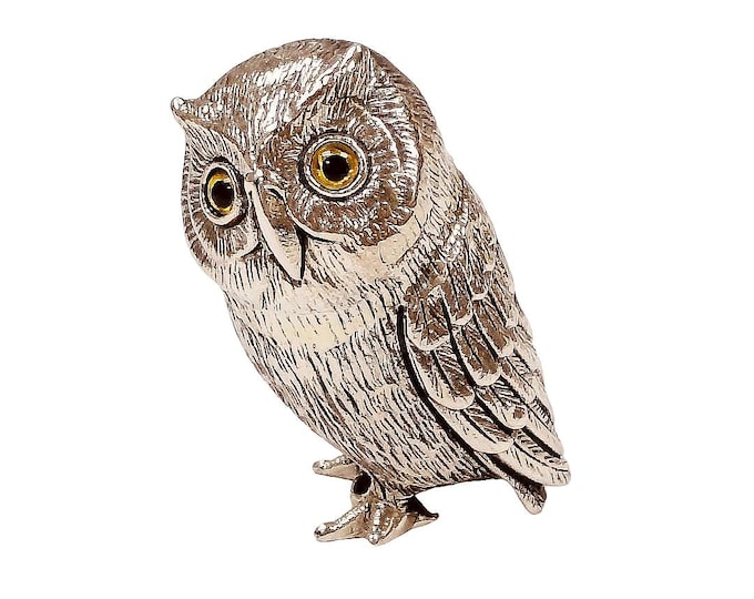 Antique Inspired Collectable Owl Figurine 925 Sterling Silver