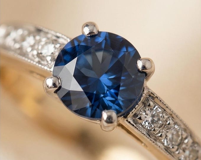 Vintage Platinum 0.51tcw Sapphire and Diamond Engagement Ring