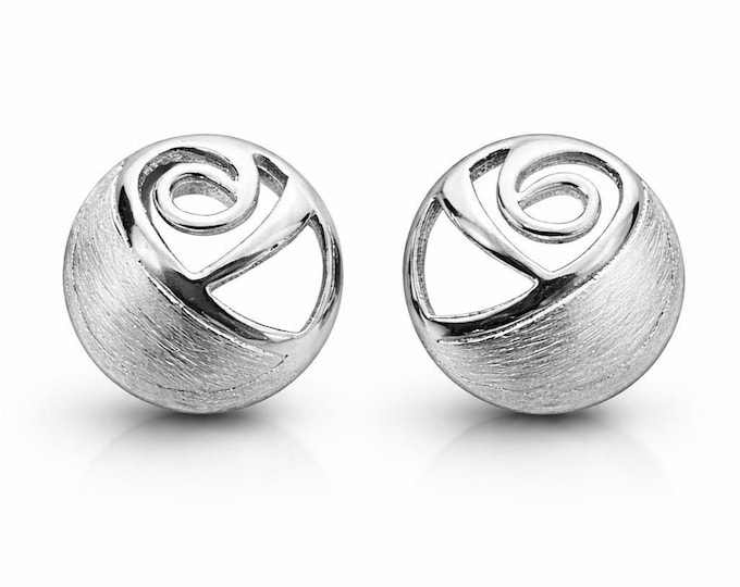 Sterling Silver Rose Stud Earrings Modern Floral Silver Earrings