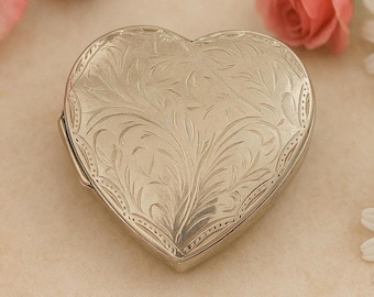 925 Sterling Silver Heart Pill Box Vintage Style Keepsake, Collectible Trinket or Jewelry Holder