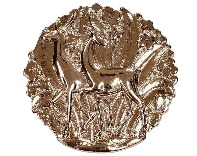 Vintage Style Two Deer Floral Brooch Collectable 925 Sterling Silver