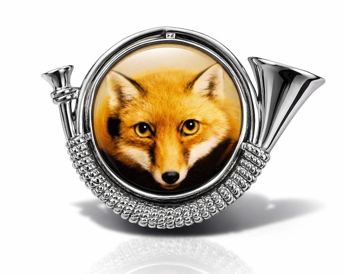 Antique Inspired Enamel Fox Pendant Brooch 925 Sterling Silver