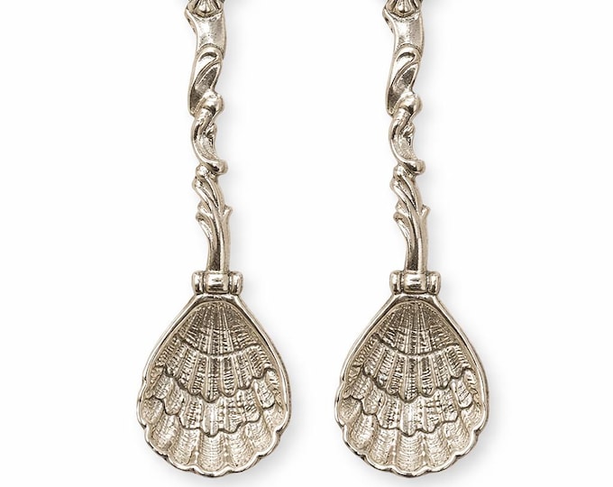 Vintage Style Sterling Silver Salt Spoons, Miniature Collectible Pair