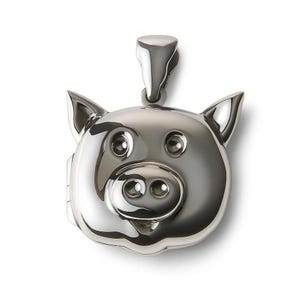 Grisansikte Medaljonghänge i sterlingsilver, djurminneshalsband