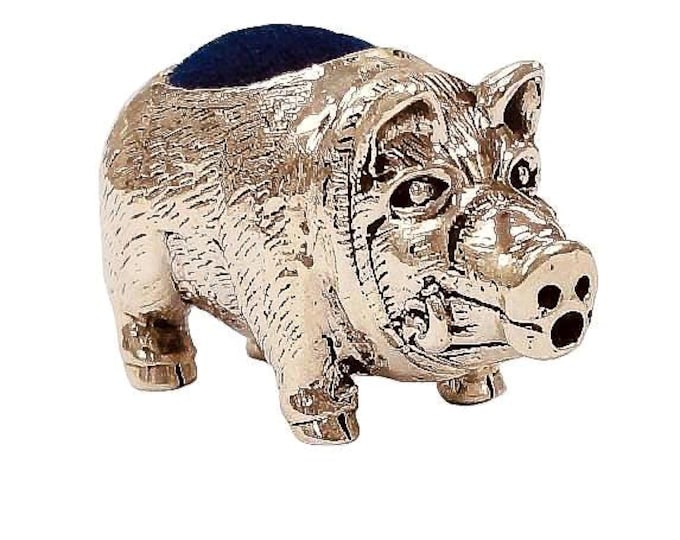 Antique Inspired Collectable Pig Pin Cushion 925 Sterling Silver