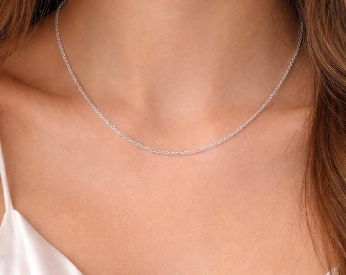 925 Sterling Silver Rolo Chain Necklace, 1mm Thin, 16 - 24 inch