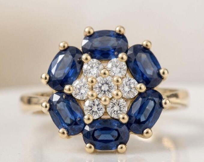 Vintage Candame 18K, Diamond & Sapphire Ring