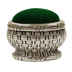 Antique Inspired Basket Pin Cushion 925 Sterling Silver
