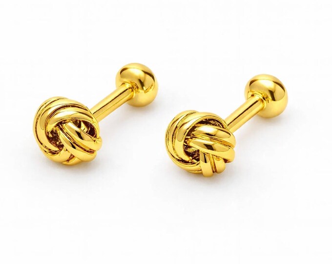 Gold Plated Celtic 925 Sterling Silver Knot Cufflinks Mens Gift