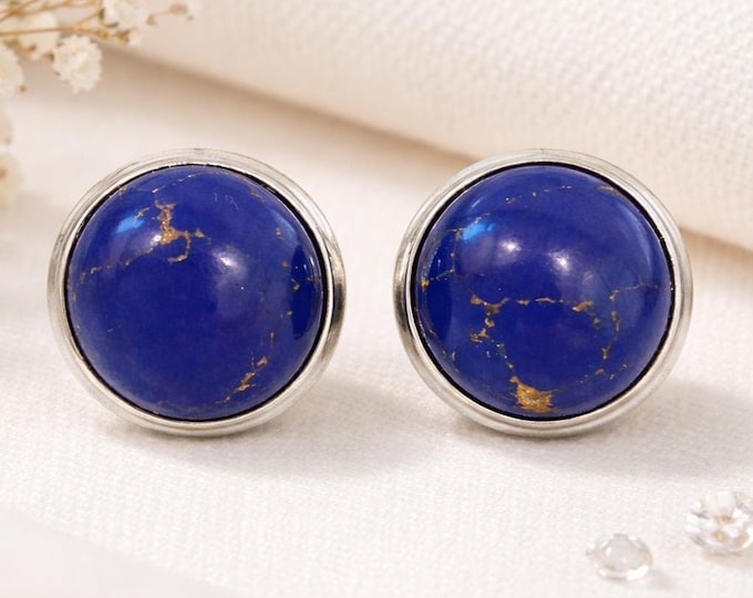 Antique Inspired Lapis Lazuli Clip On Earrings 925 Sterling Silver