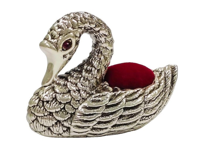 Antique Inspired Collectable Swan Pin Cushion 925 Sterling Silver