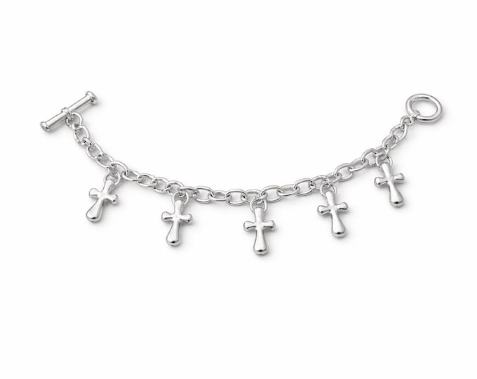 Cross Charm Bracelet in 925 Sterling Silver