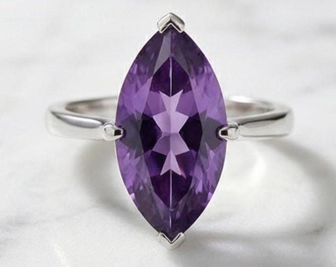 Amethyst Ring 925 Sterling Silver