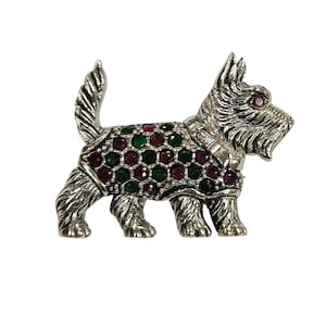 Antique Inspired Dachshund Dog Ruby Brooch Collectable 925 Sterling Silver Dog Lover Gift