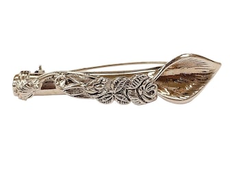 Antique Style 925 Sterling Silver Flower Posy Holder Brooch