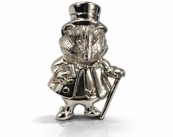 Vintage Sterling Silver Gentleman Mouse Brooch