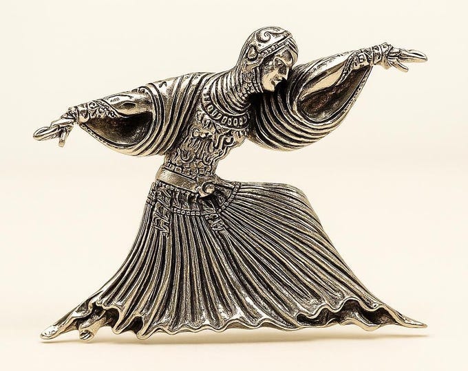 Antique Style Dancing Lady Brooch 925 Sterling Silver