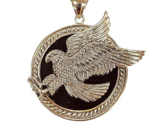 Antique Style Falcon Onyx Pendant 925 Sterling Silver