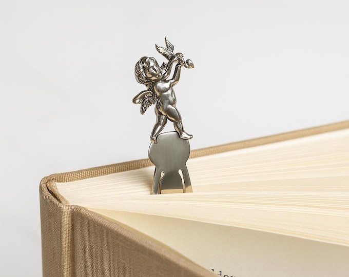925 Sterling Silver Cherub Bookmark Angel Page Marker, Vintage-Inspired Gift for Book Lovers, Romantic Reading Accessory