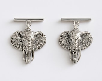 Sterling Silver Elephant Cufflinks Animal Lover Gift for Him Unique Men’s Shirt Accessories