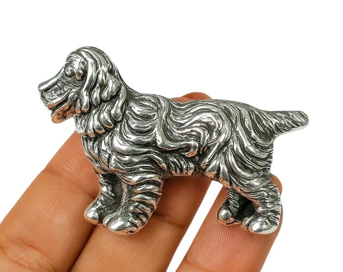 925 Sterling Silver Cocker Spaniel Dog Brooch Detailed Vintage Style Dog Pin for Animal Lovers
