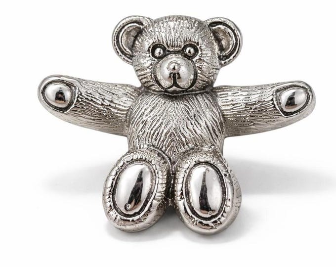 Antique Inspired Teddy Bear Brooch 925 Sterling Silver