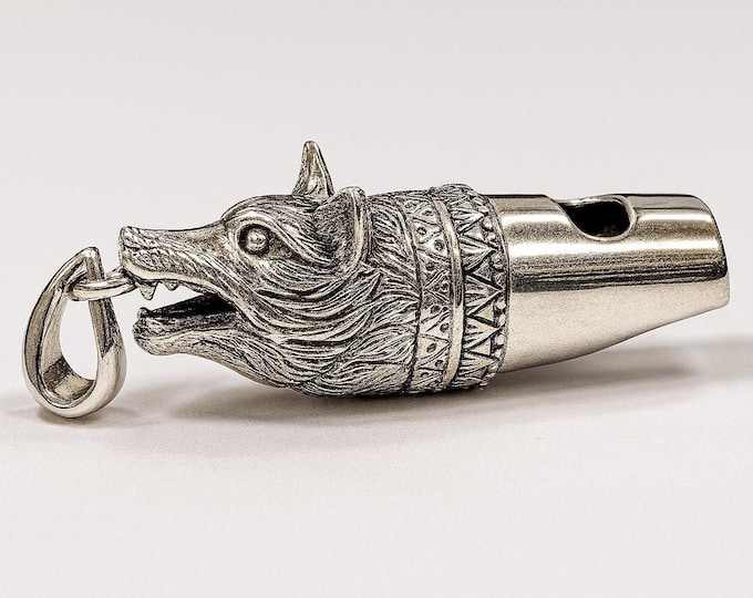 Antique Style Fox Dog Whistle Pendant 925 Sterling Silver Dog Lover Gift
