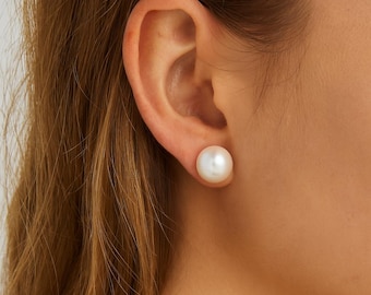 12mm Natural Freshwater Pearl Stud Earrings