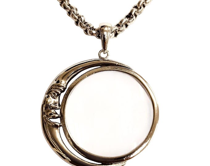 Antique Inspired Collectable Moon Magnifying Glass 925 Sterling Silver