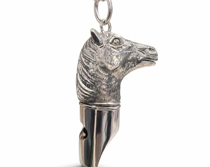 Antique Style Horse Dog Whistle Pendant 925 Sterling Silver Plate Animal Lover Gift