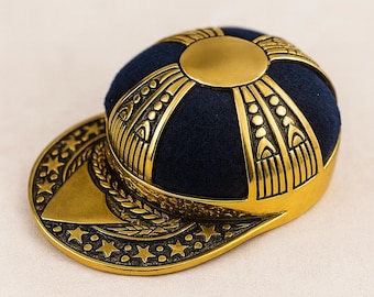 Antique Pinchbeck Pin Cushion Victorian Style Cap Hat Pincushion Vintage Sewing Collectible